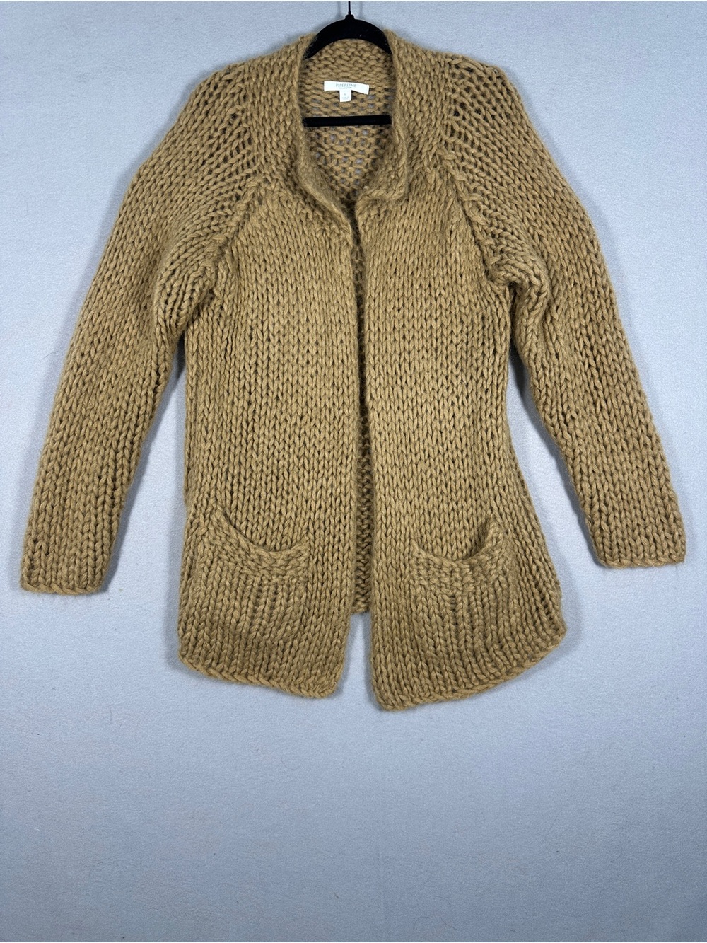 Piperlime Collection Chunky Knit Open Front Cardigan Sweater Tan Brown Size M